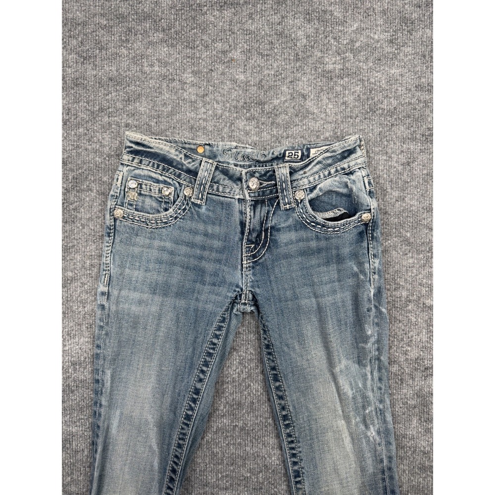 Miss Me Bootcut Jeans Women's 25 JW6207B Blue Embellished Flap Pocket Denim - Picture 15 of 16